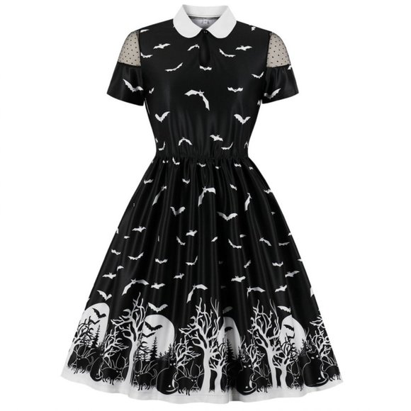 Dresses | Cats Bats Spooky Forest Printed Dress | Poshmark